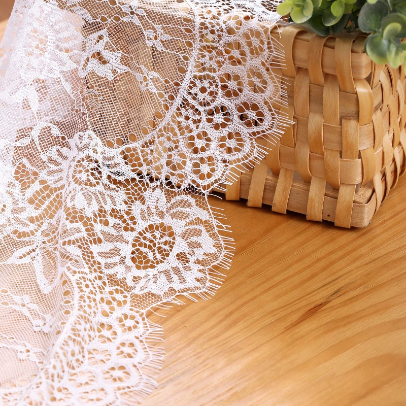 B.Cool B-COOL 5 Packs Lace Table Runner 14x120 Inch Rustic Wedding White Table Runners for Rectangle Table Vintage Hollow Lace Floral Outdoor Fall Thanksgiving Table Decoration - Image 4
